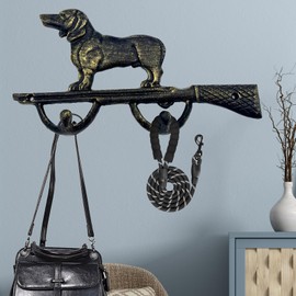Dog Key Hooks Decorative Dog Hook Vintage Bronze Cast Iron Hanging Key Holder, Gothic Decor Shotgun-Dog Design Wall Hooks for Hanging Keys, Bag, Pet Leashes, Coat, Gfit for Dog Lovers
