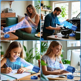 Cyfrone Portable Small Aroma Desk Fan - USB-C Rechargeable 4000mAh 4 Speeds Mini Quiet Table Fans Tilt Adjustable for Bedroom Office & Home, 9H (Blue)