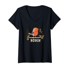 Womens Red Robin Bird Costume for Boys and Girls V-Neck T-Shirt
