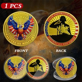 ASmileIndeep 1 Pcs Military Challenge Coins - Thank You for Your Service Bulk Veterans Challenge Coin