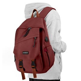 Red School Backpack for Teen Girls: 15.6 Inch College Book Bag with USB Charger Anti Theft Student Casual Daypack Middle High School Bag Fashion Large Travel Back Pack Laptop Backpacks for Women Boys