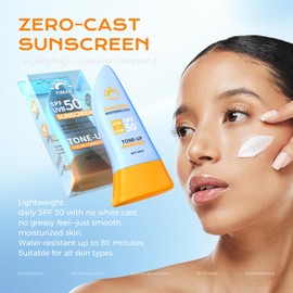 FUNAN FUNAN Face Sunscreen SPF 50+Waterfull Tone-Up Sunscreen SerumBase lotion Color CorrectingOil Free & Oxybenzone Free2.1 Fl Oz