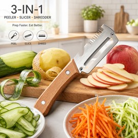 3-in-1 Stainless Steel Peeler for Kitchen Prep – Vegetable, Fruit Slicer & Shredder for Daily Cooking
