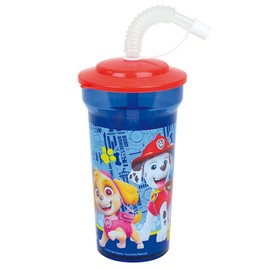 Fun House PAT'PATROUILLE 005776 Drinking Cup with Straw 400 ml for Children's Reusable Tableware, Plastic, Light