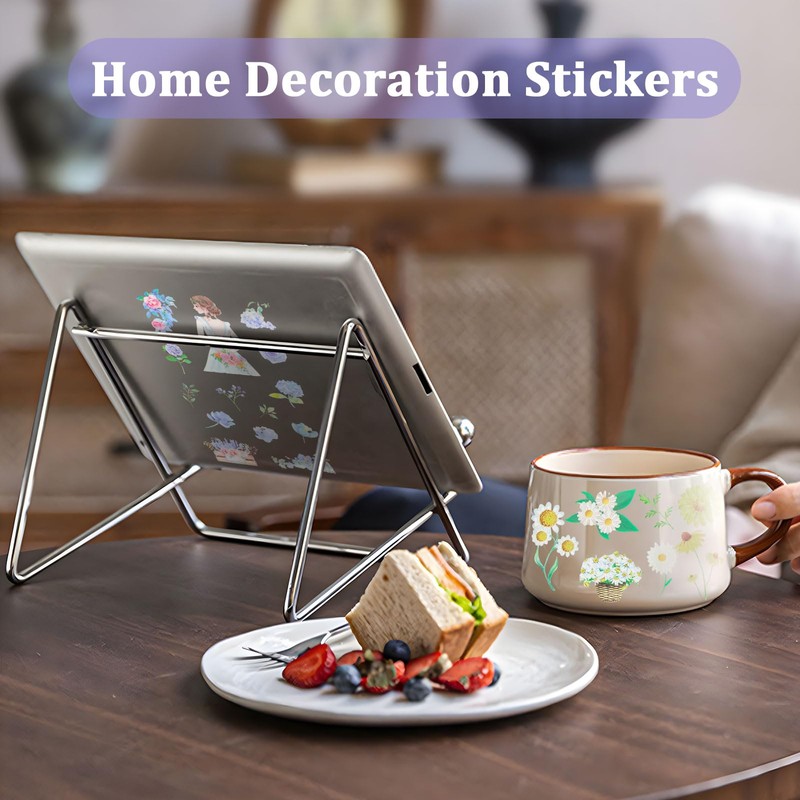 WANDIC 16 Sheets Rub On Transfer Stickers, Girls Flowers Pattern