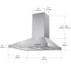 Tieasy 30 in Wall-Mount Range Hood 450 CFM Push Control