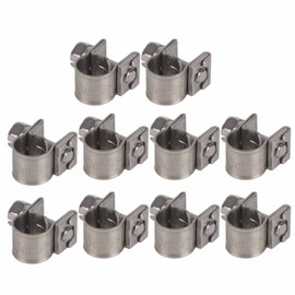 Pack of 10 Stainless Steel Hose Clamps for Fuel Lines, Adjustable Pipe Clamps 6-20 mm, Universal Hose Clamps for Car Engine (Silver)