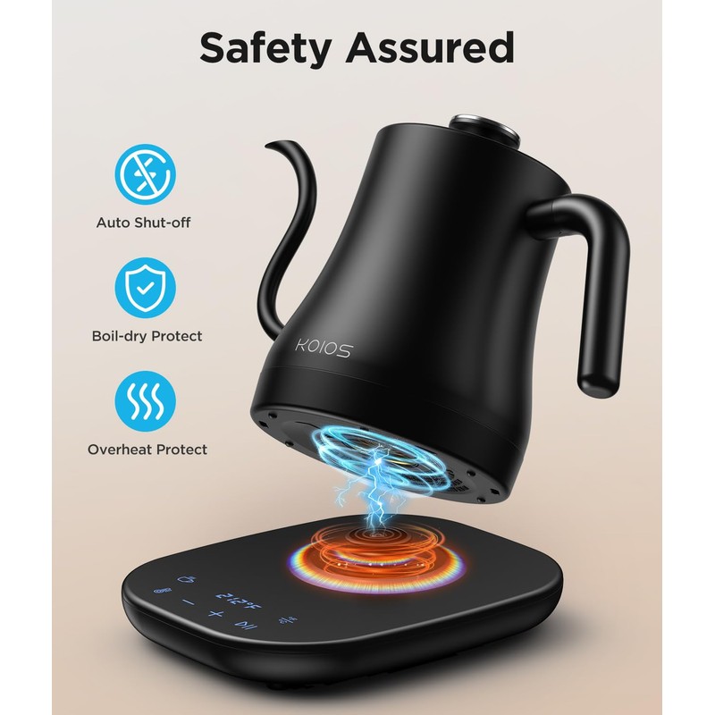 Gooseneck Electric Kettle with Temperature Control, 27oz/0.8L Fast Heat Electric