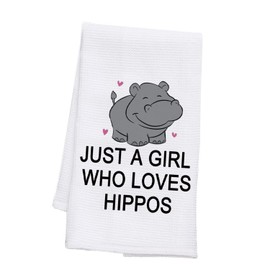 BDPWSS Hippo Kitchen Towel Hippopotamus Gift Hippo Lover Gift Just A Girl Who Loves Hippos Dish Towel Hippo Theme Gift (Girl Lover Hippos TW CA)