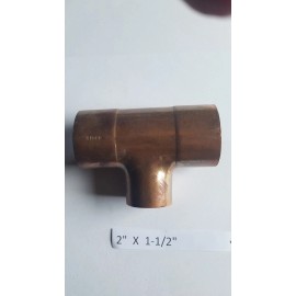 Unbranded 2" X 2" X 1-1/2" TEE   Sweat Copper  Plumbing Fitting