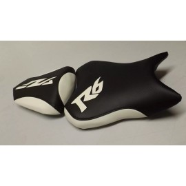 CUSTOM SEAT COVERS YAMAHA 06-07 YZF R6 BLACK/WHITE FRONT & REAR CUSTOM SEAT COVERS