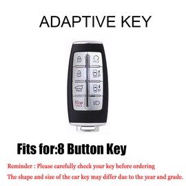 HIBEYO Smart 8 Button Leather Key Fob Case Cover Compatible with Hyundai Genesis GV80 G80 G70 GV70 2021 2022 Car Accessories with Keychains for Men-Red