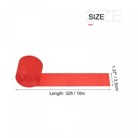 sourcing map Pack of 6 Crepe Paper Streamers Party Streamers Decorations 1.37 Inch Width 32 ft Length for Various Birthday Parties Weddings Festivals Party Decorations Red