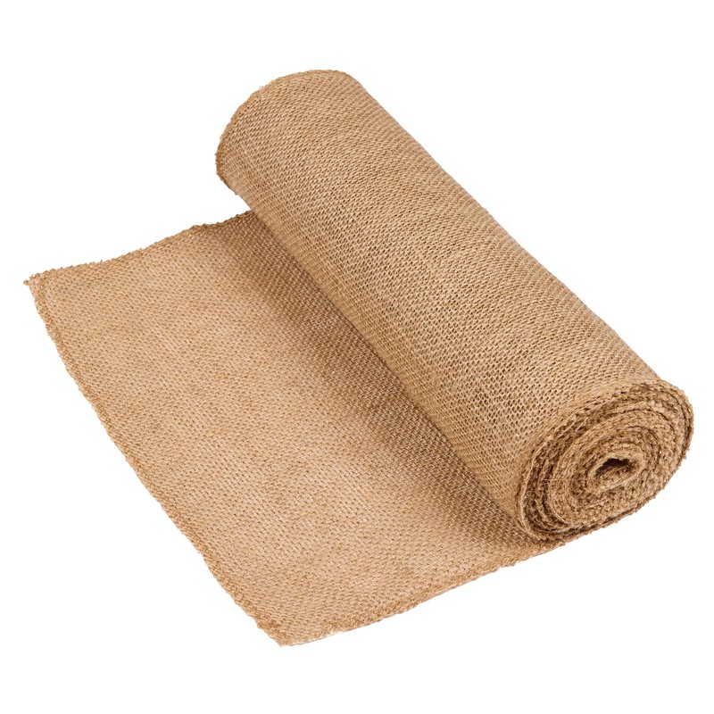 Jute Table Runner Gold Thread Stitched Edges 30cm x 5m
