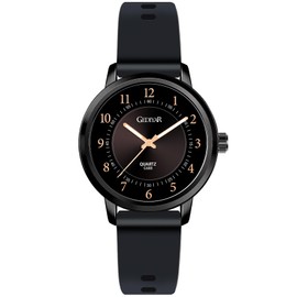 GEDIYAR Waterproof Rose Gold Watches for Women Ladies Easy Reader Quartz Analog Watches for Nurse Medical Professionals Students Women (G688W-black)