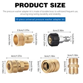 10PCS M22 to 3/8 Quick Connect, Pressure Washer Quick Connect Kit,Press The Pipe Connection Fittings, Sturdy Pressure Washer Hose Adapter (Copper)