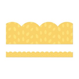 Carson Dellosa Grow Together 39Ft of Yellow Bulletin Board Borders, 13 Strips of Scalloped Trim for Rolling Whiteboard, Cork and Posterboard, Party, and Classroom Decor