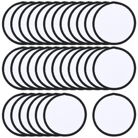 SOFPLATE 30Pcs Round Sublimation Patches Blank White Sublimation Patch Black Border Cloth Fabric Sew on Computerized Embroidery Appliques Accessories for DIY Costume Hats Clothes Shoes Bags Backpacks