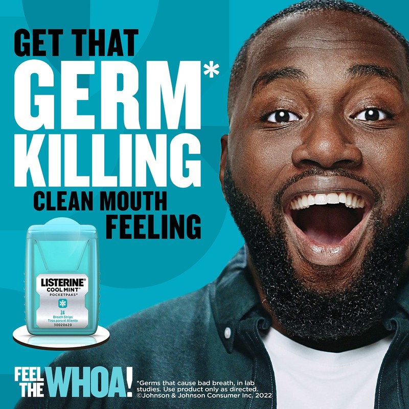 Listerine Cool Mint PocketPaks Portable Breath Strips for Bad Breath,