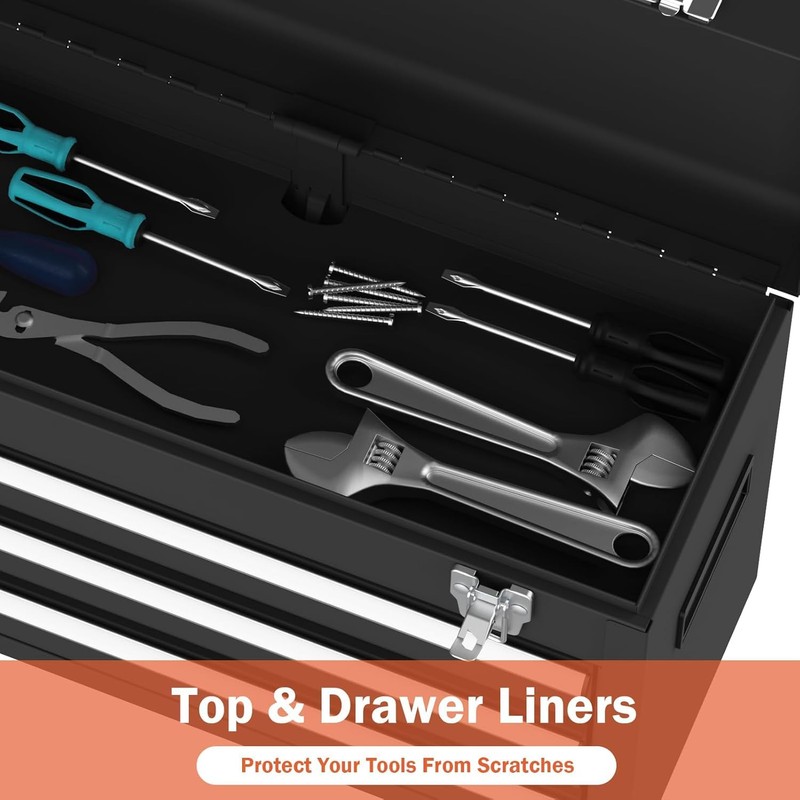 Portable Metal Tool Box, 3 Drawer Steel Tool Box with