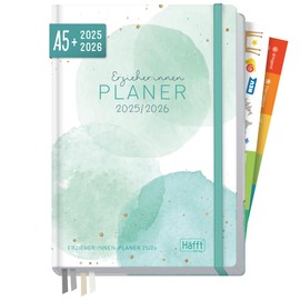Häfft® Educator Planner 2025/2026 A5+ "Watercolour Dots" Hardcover Educator Calendar, Nursery Planner with 1 Week on 2 Pages for Organisation, Motivation and Inspiration - Sustainable & Climate