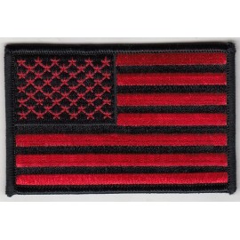 USA American Flag (Black/Red)B Embroidered Patches 3"x2" iron-on