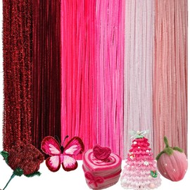 200 PCS 6 Colors Red Pipe Cleaners Chenille Stems,Pipe Cleaners Craft,Pipe Cleaners Set for DIY Art and Craft Projects（Gradient Pink）