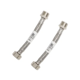 Masterwarehouse DN8 Flexible Braided Tap Hose 150mm Length, 1/2" Female Compression and Male Nut, 304 Stainless Steel (Pack of 2), Line Connects Kitchen Sink to Water Supply