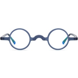 HEPIDEM Multicolor Acetate Glasses Frame Men,Small Round Vintage Retro Optical Eyeglasses 9266 (9266 Matte Blue, Clear)