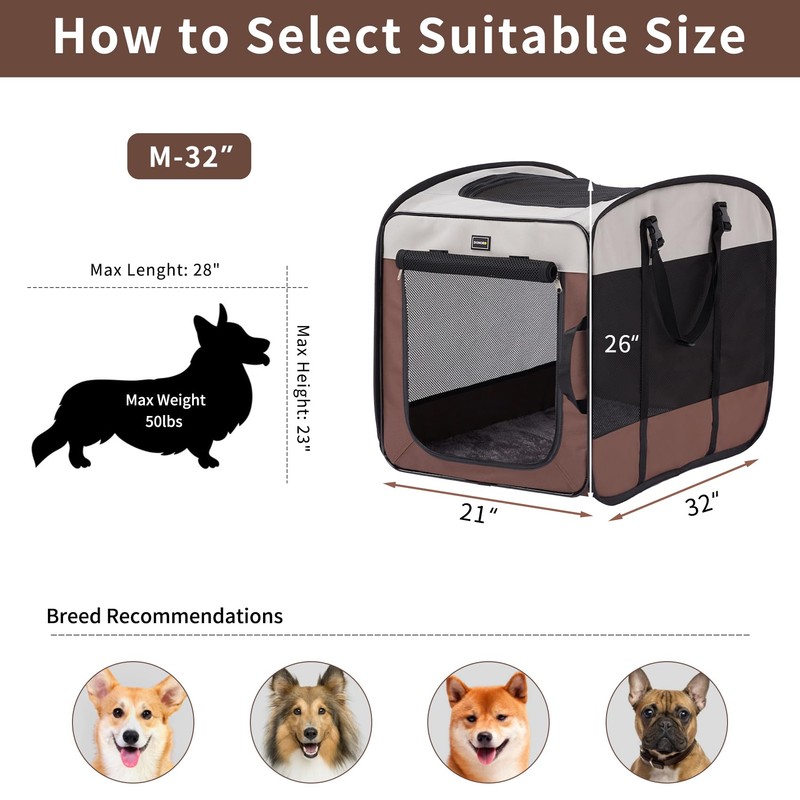 DONORO Dog Kennels and Crates for Medium Dogs, Portable Pop