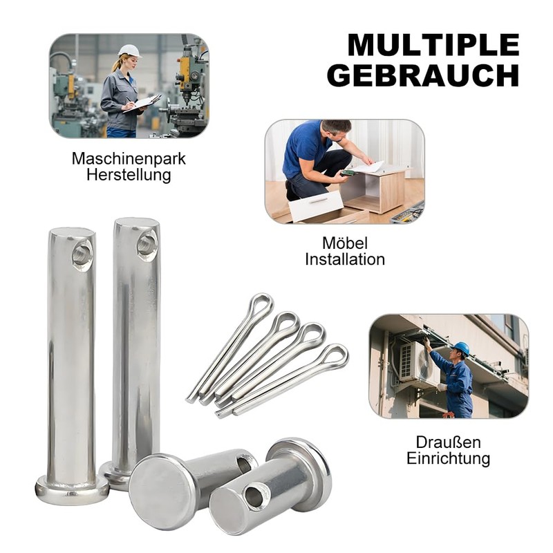 Pack of 4 Clevis Pins, Locking Bolts, Pin Pins, Stainless