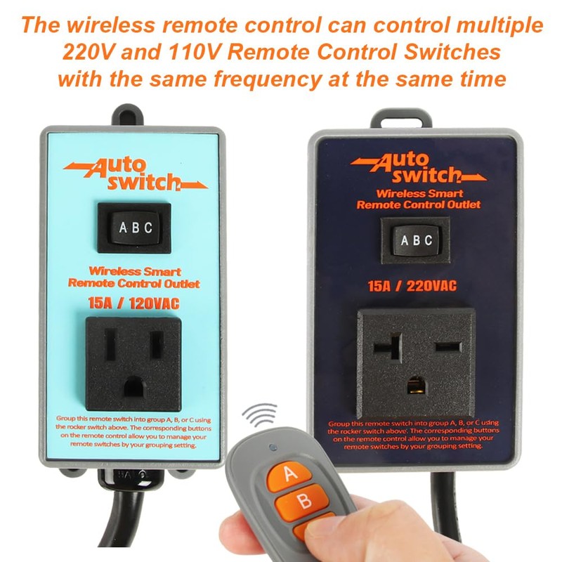 O'SKOOL Wireless Electrical Outlet Switch, 433M Transmitter 120V Plug (Battery