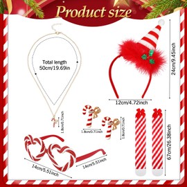 HOWAF Candy Canes Costume Christmas Costume Women's Christmas Headband Christmas Headband Christmas Headdress Christmas Glasses Stockings Candy Cane Earrings Necklace for Christmas Costume
