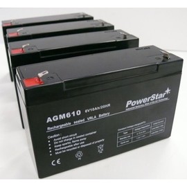PowerStarLot of Four 6V 10Ah 6 Volt 10 amp Hour Sealed Lead Acid Battery UB6120