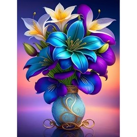 DPIDEA Diamond Painting Flower Vase, 5D Diamond Painting Pictures for Adults, DIY Diamond Painting Flowers Round Stones Diamond Painting for Home Decor 30 x 40 cm