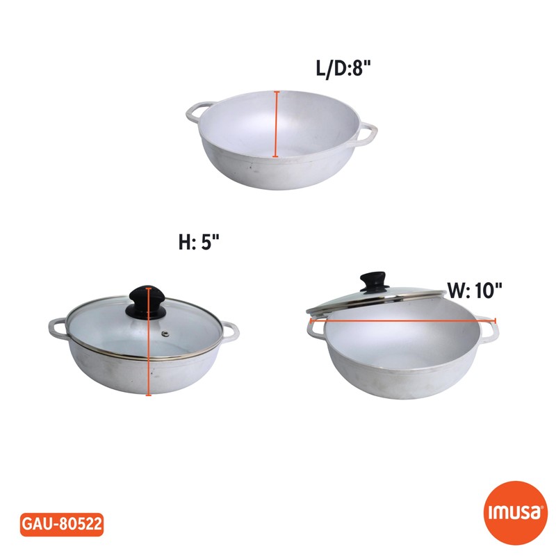 IMUSA Caldero Stock Pot with Glass Lid 2QT, 20cm, Cast
