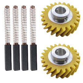 2-Pack W10112253 Mixer Worm Gear & 4-Pack W10380496 Carbon Brushes Replacement Kit – Fix Grinding Noise for Whirlpool KitchenAid Stand Mixers 5K5SS KSM150 – Replaces Parts 4162897 4169830 AP4295669