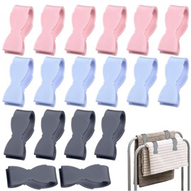 Ptenzor 18 Pcs Kitchen Towel Clips, Hand Towel Clamps for Bathroom, Oven Handle & Stove – Keeps Towels Secure, Prevents Falling, Multi-Purpose, Grey, Blue, Pink – Essential for Kitchen & Home