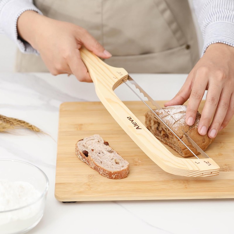 AIEVE Bread Bow Knife For Homemade Bread with 2 Thickness