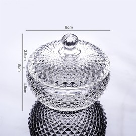 WAIT FLY Small Clear Embossed Glass Candy Jar with Lid Candy Dish Food Jar Sugar Bowl Apothecary Canister Jewelry Box Wedding Candy Buffet Jar-3.0 Inch