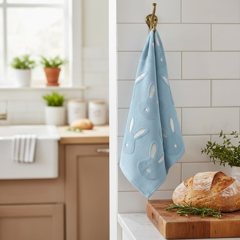 2pcs Easter Bunny Hand Towels Set 100% Cotton Soft Absorbent
