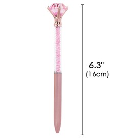Biiange Big Crystal Diamond Pens, Bling Metal Ballpoint Pen, with Black Ink, Gift Pens for Christmas Wedding Birthday (Rose Pink)