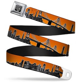 Buckle Down San Francisco XL - Cinturón de seguridad para hombre, San Francisco Vivid Skyline Orange Fade/Black, 1.5" Wide - 32-52 Inches