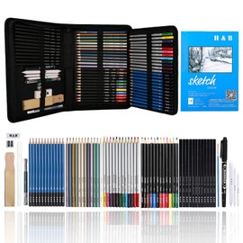 Drawing Pencils Set, 72Pcs Professional Sketch Pencil Set, Art Supplies Drawing Set with Graphite Charcoal Sticks Tool Sketch Book for Adults Kids Drawing Sketching