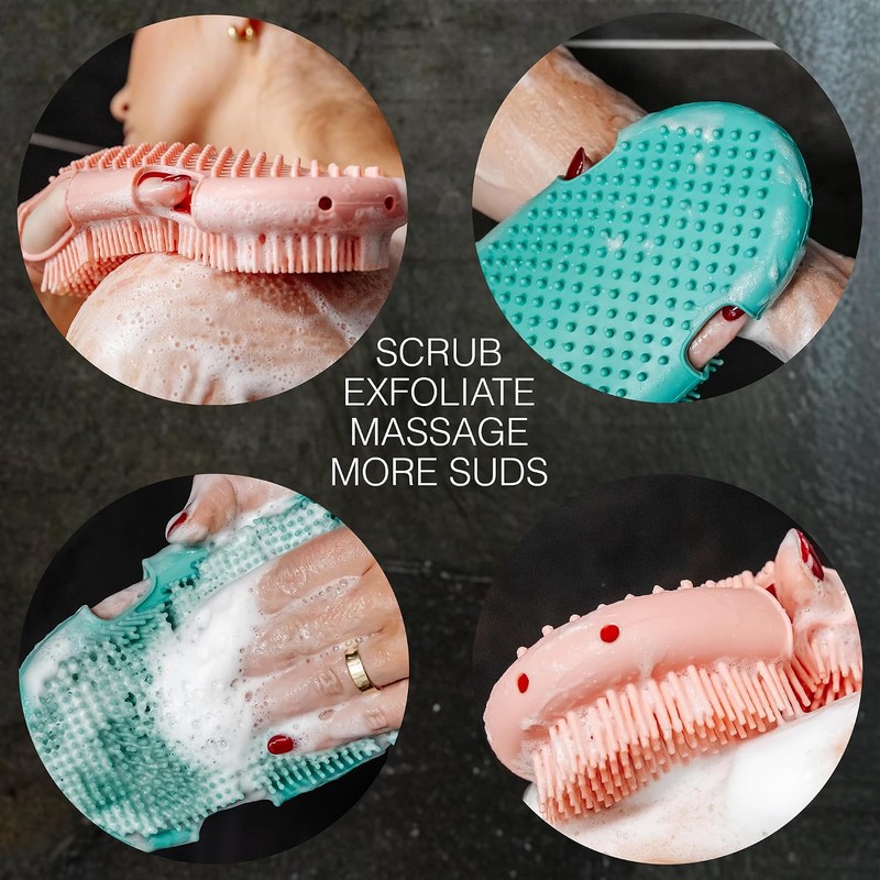 Guante exfoliante de silicona, exfoliante corporal higiénico con ganchos de