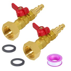 Joywayus Brass Winterize Blowout Adapter Kit 1/4" Male Quick Connect to 3/4" Female GHT Thread with Ball Valve Fitting (Pack of 2)