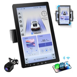 Haudio 10.1" Rotable Single Din Car Stereo, 720 * 1280 Touchscreen Car Radio with Wireless Carplay & Android Auto, GPS Navigation, Bluetooth 4.1, HD Backup Camera, FM/AM Radio