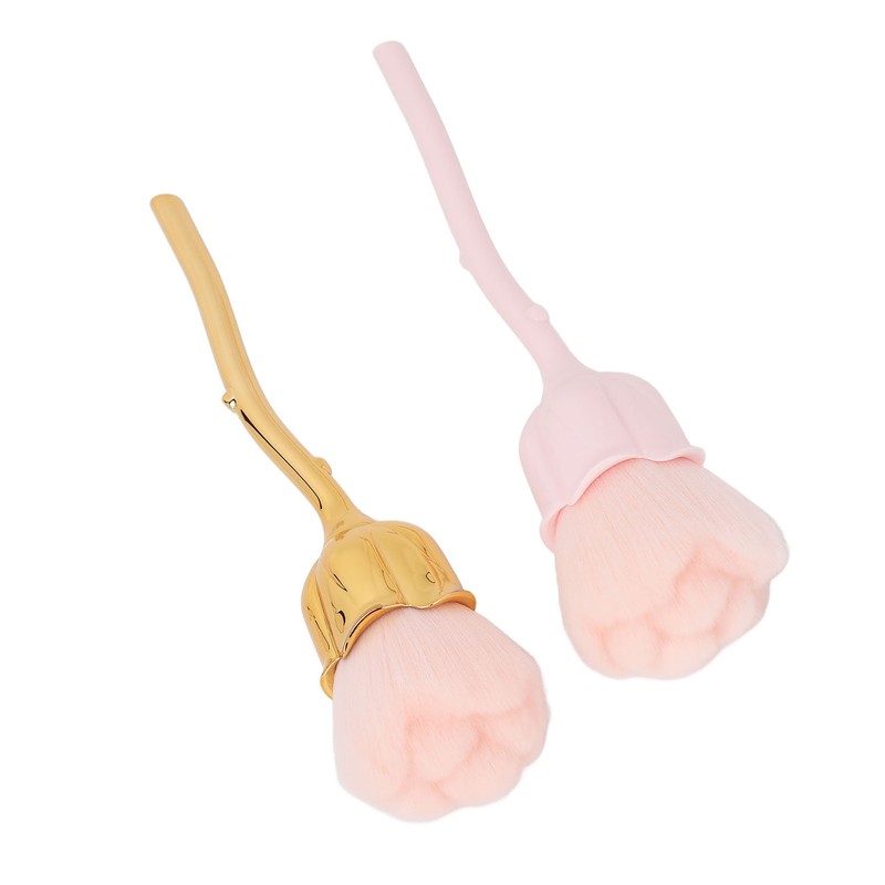 2pcs Nail Dust Remover Pink Rose Nail Powder Cleaning Brush
