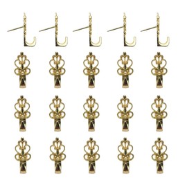 20 Pack Push Pin Hangers Push Pin Picture Hanger Hooks Wall Hooks for Home Office Fabric Wall Wooden(Gold)