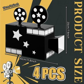 Affrolling 4 Pcs Movie Night Party Decorations 11.8 Inch Red Carpet Party Centerpieces Decorations Paper Projector Home Theater Sign Movie Theme Theater Room Decor for Night Home Supply